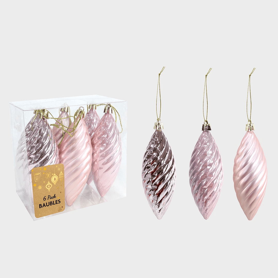 6pk Pink Spiral Bauble 12cm from You Know Who's