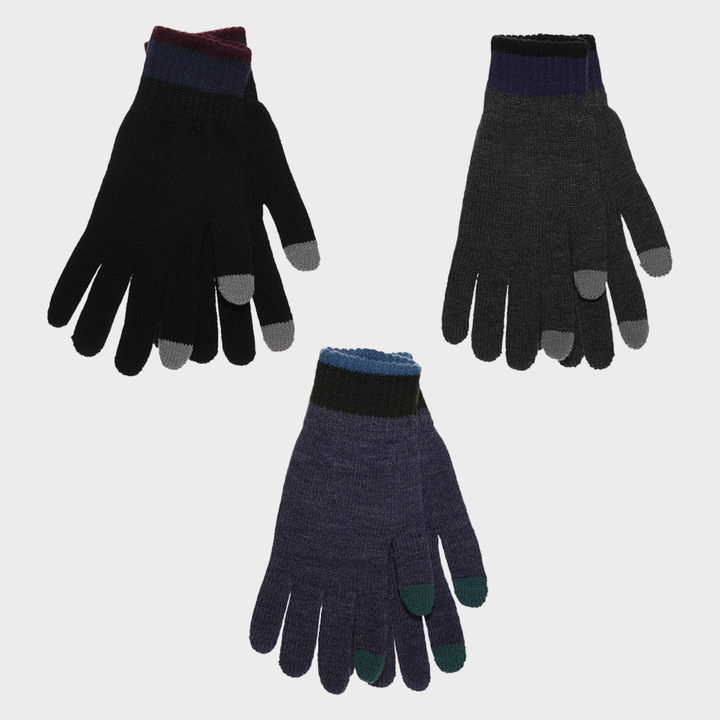 Men's Striped Touch Screen Gloves