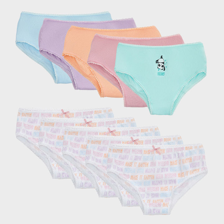 Girls 10 Pack Panda Briefs