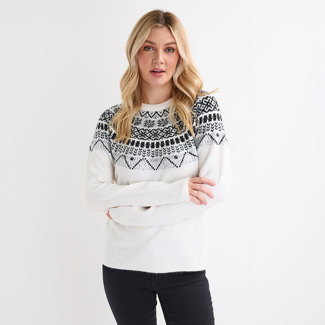 Ladies Ivory Fairisle Jumper