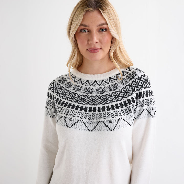 Ladies Ivory Fairisle Jumper