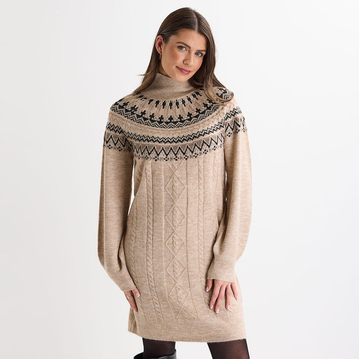 Ladies Stone Fairisle Dress