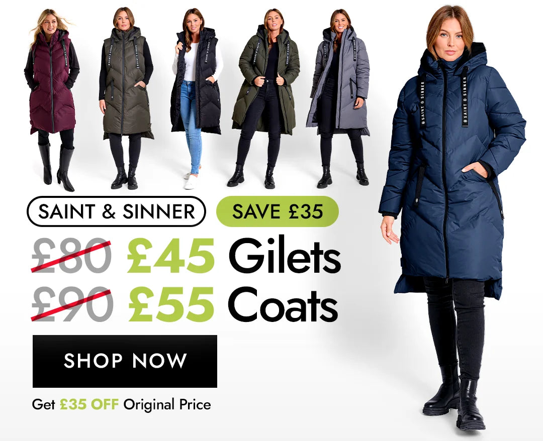 Shop Saint & Sinner Coats and Gilets and save £35 off original price.