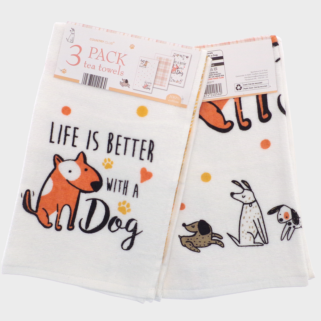 3PK Velour Tea Towel Dogs