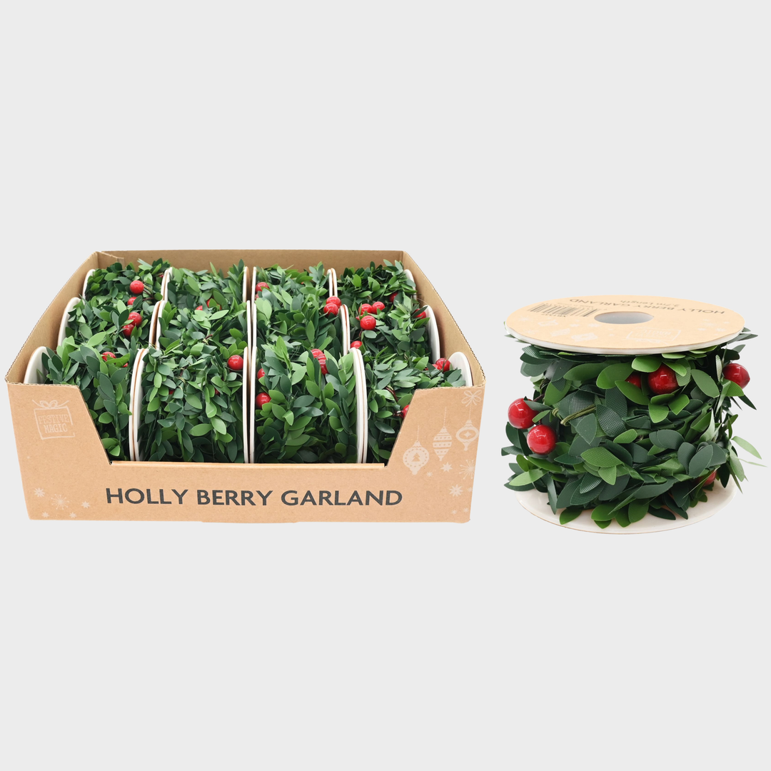 Holly & berries garland 2.7m