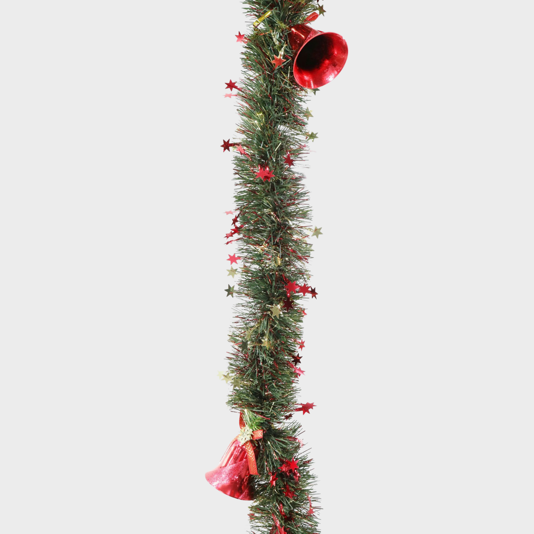 Green tinsel 2m with bells