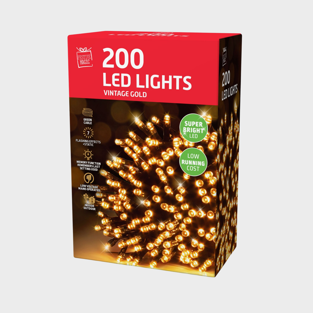 LED lights 200 vintage gold
