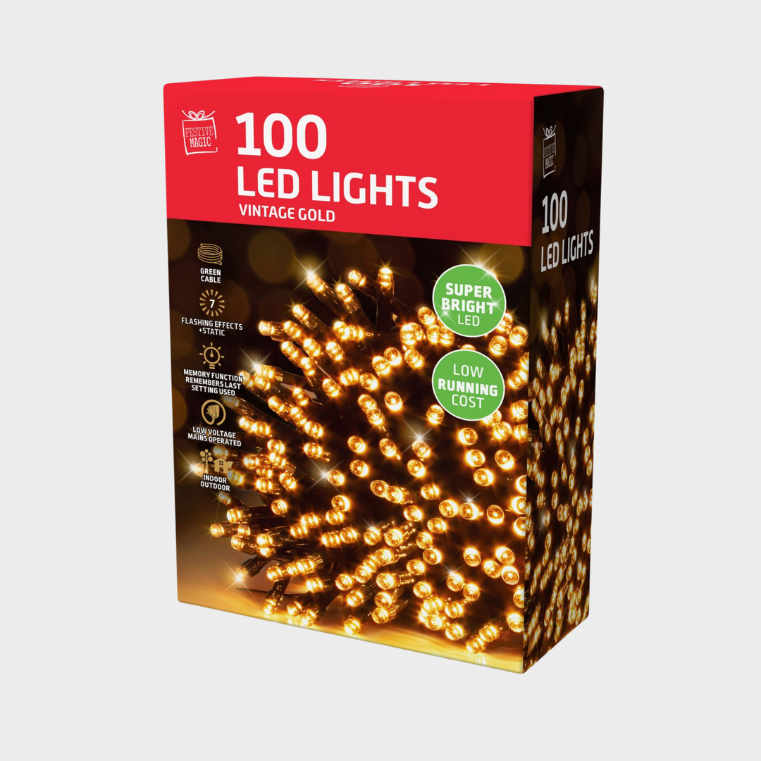 LED lights 100 vintage gold