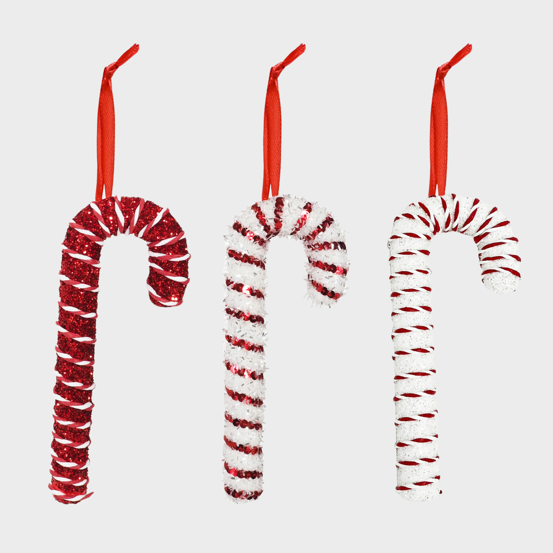 Hanging candy cane 22cm asst