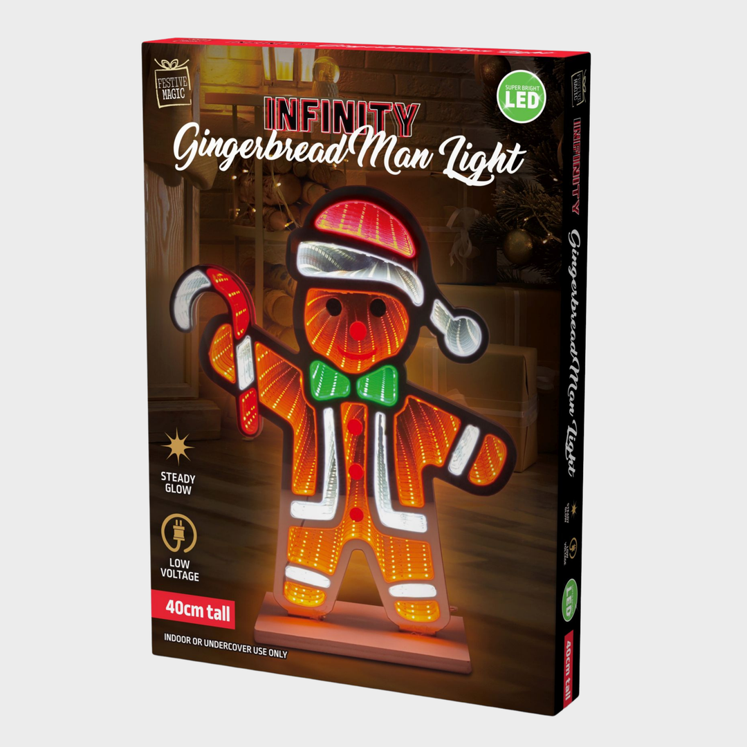 LED infinity gingerbread man light 40cm
