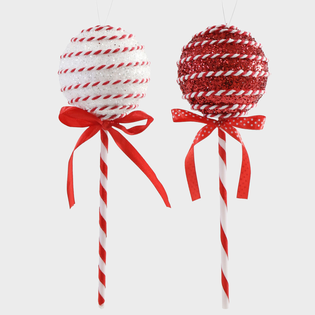 Hanging candy cane lollipop 24cm asst