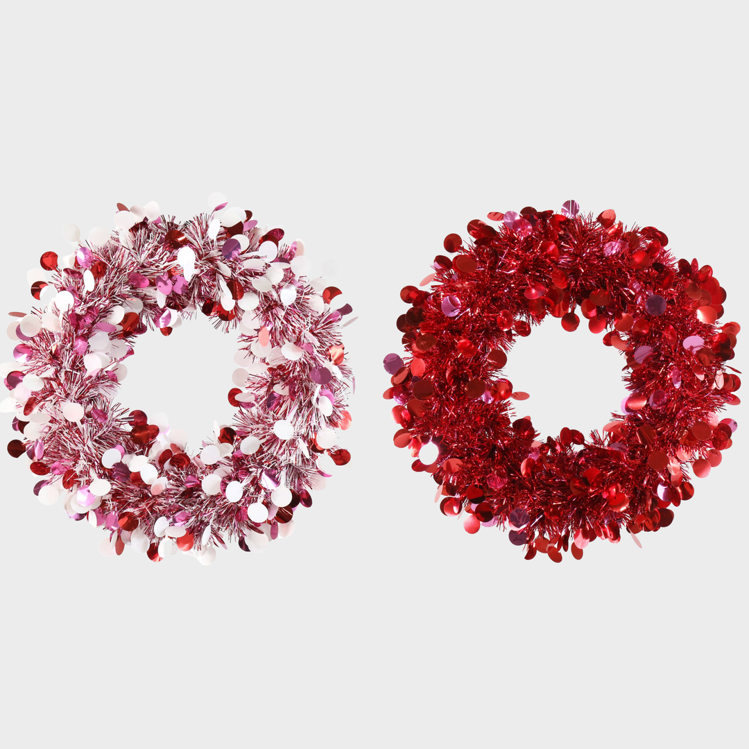 Tinsel wreath dots 30cm asst