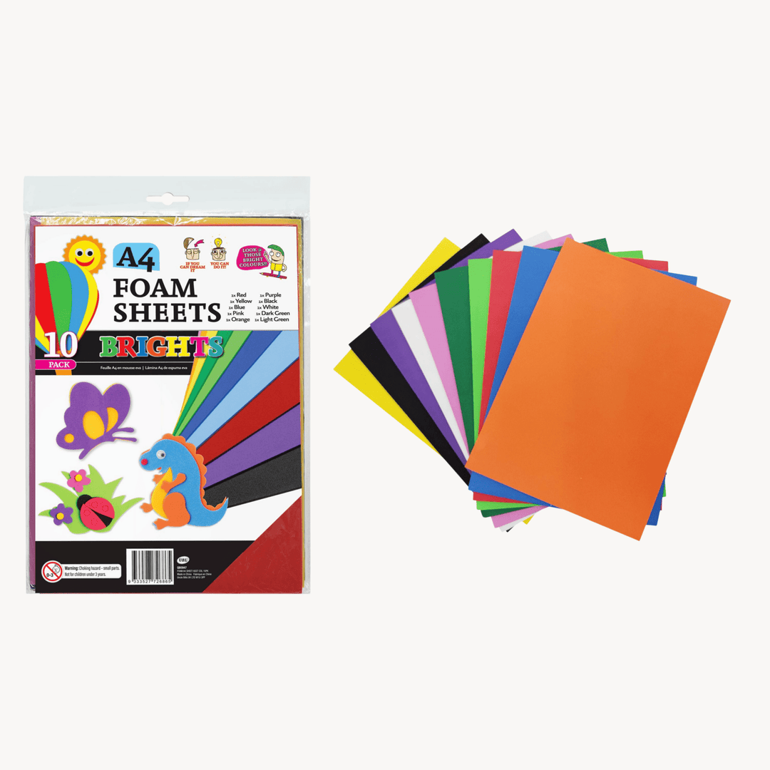 A4 Bright Foam Sheets 10PK from You Know Who's