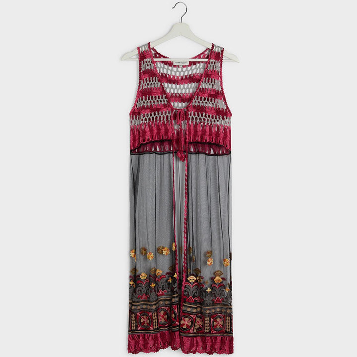 Crochet Tassel Longline Mesh Kimono from You Know Who's