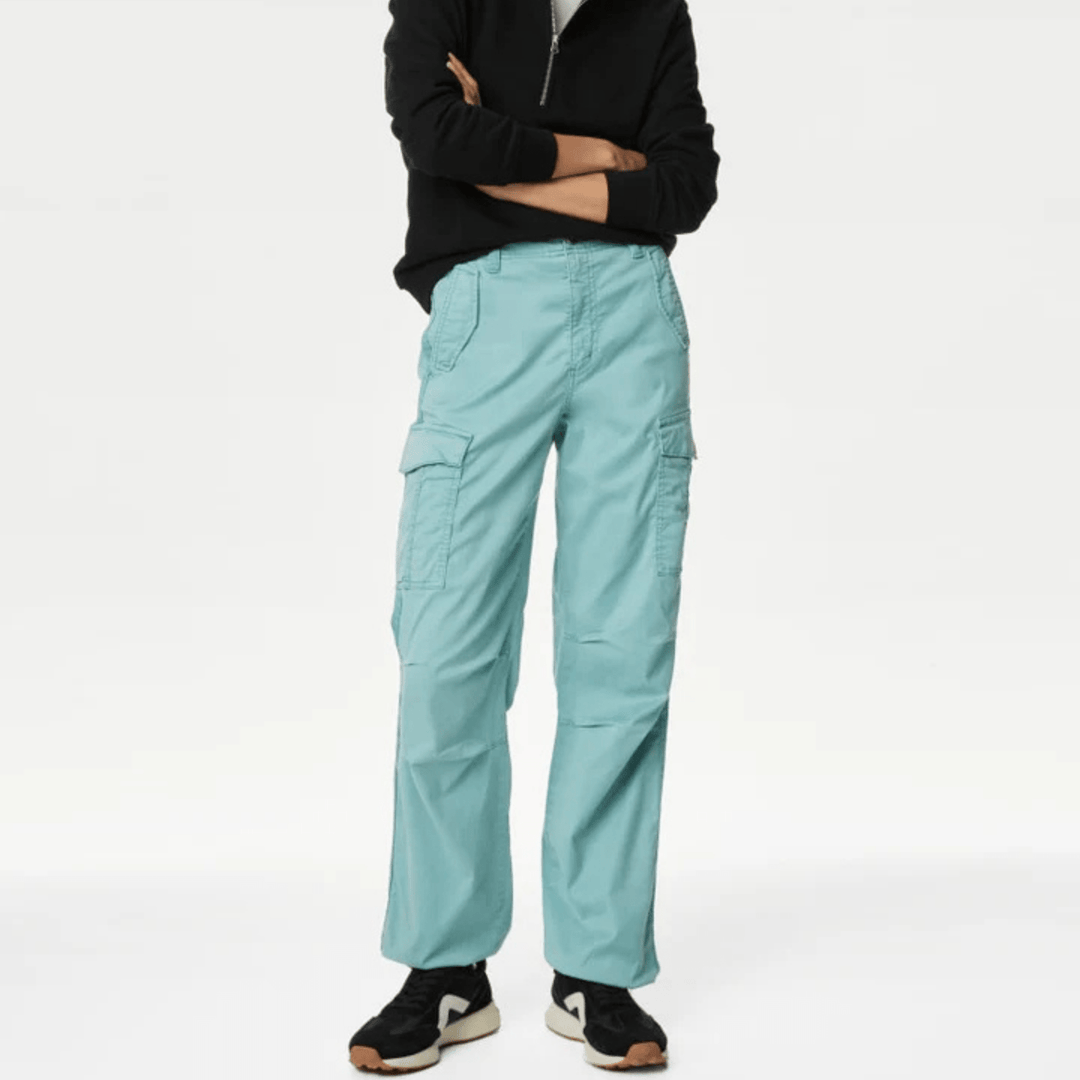 Ex Store Ladies Mid Blue Lyocell Rich Cargo Trousers from You Know Who's