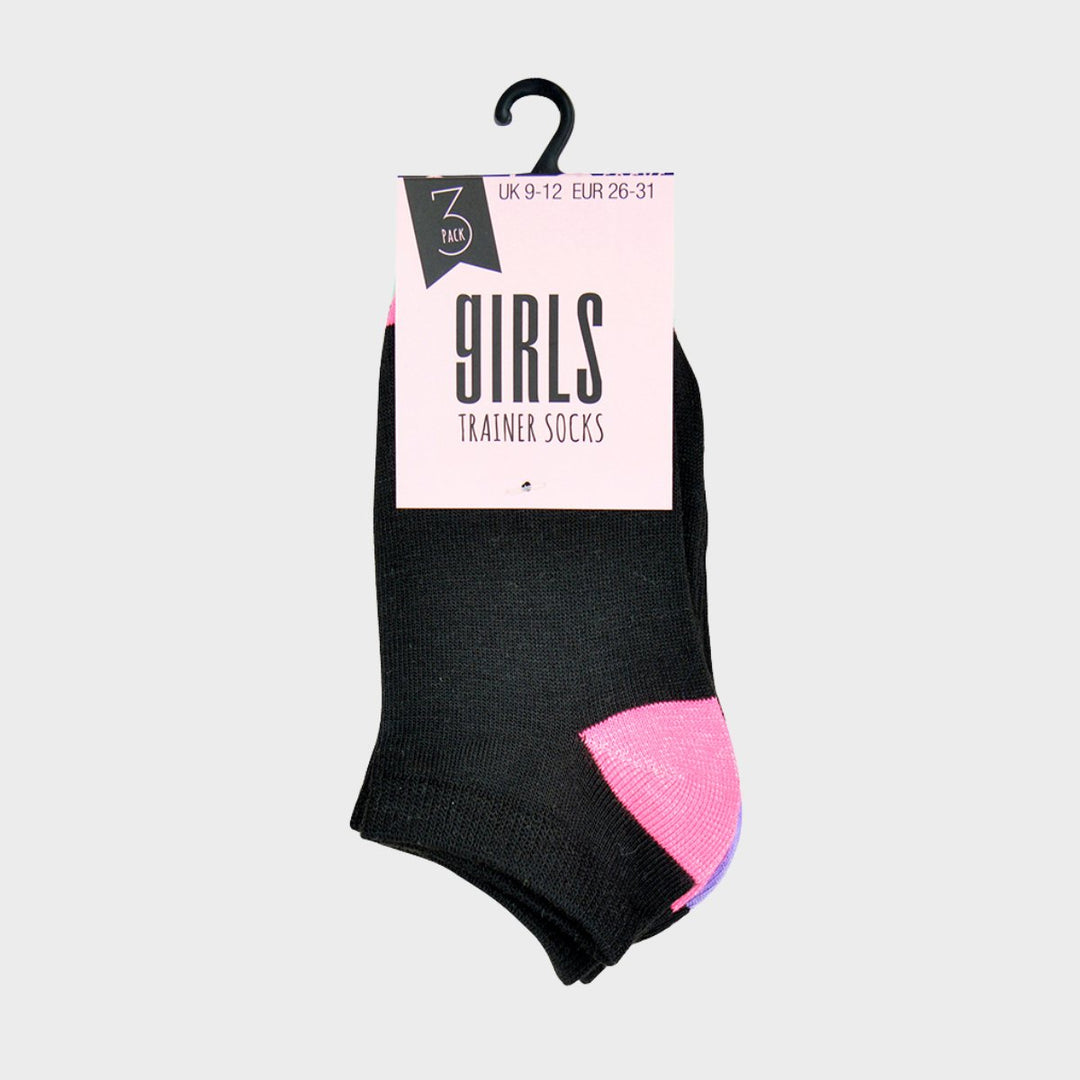 Girls 3pk Black Trainer Socks from You Know Who's