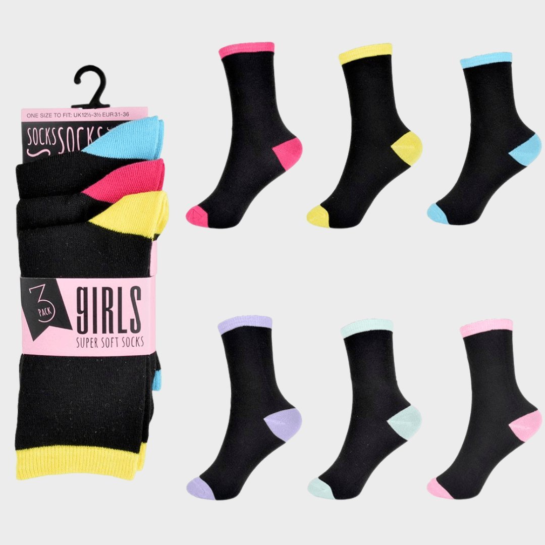 Girls 3pk Contrast Heel & Toe Sock from You Know Who's