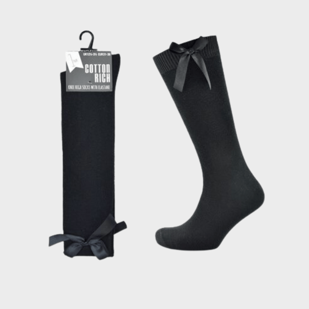 Girl`s Black Knee High Socks with Bow from You Know Who's