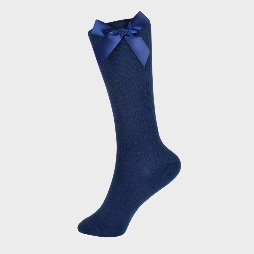 Girls Cable Knit Knee High Socks Navy from You Know Who's
