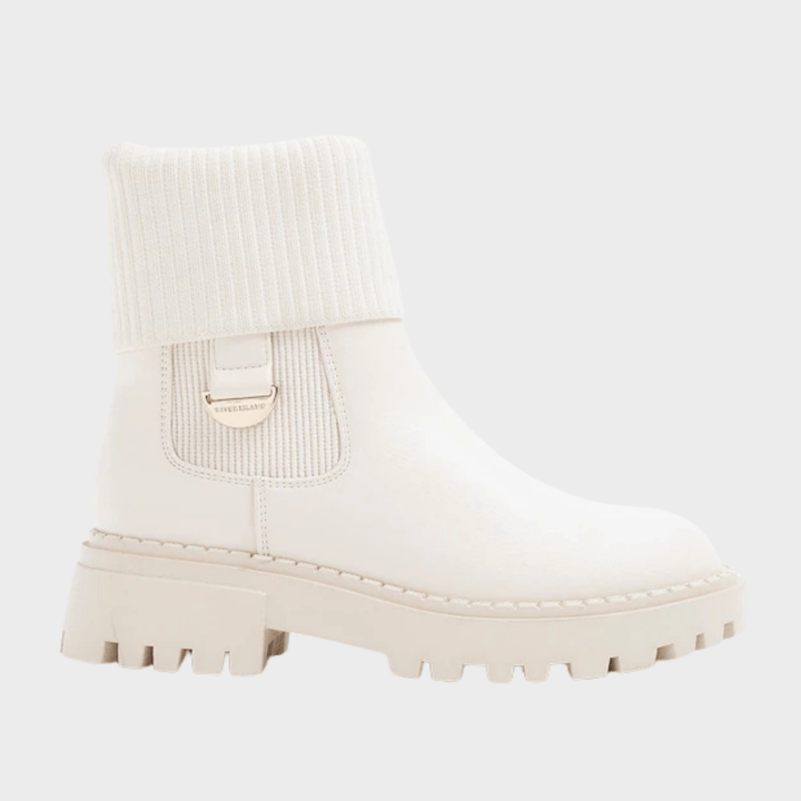 Girls Cream Roll Knit Chelsea Boots from You Know Who's