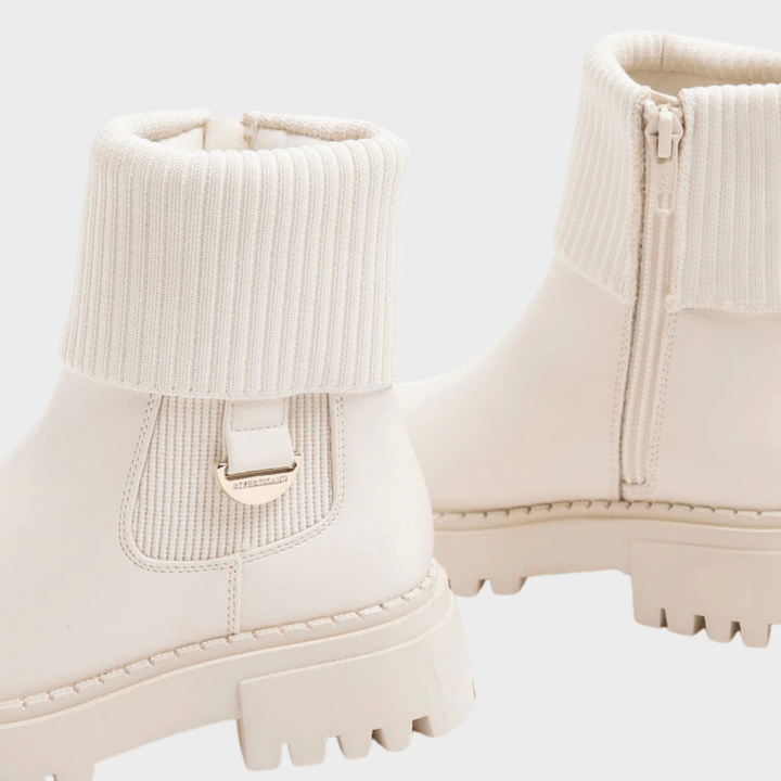 Girls Cream Roll Knit Chelsea Boots from You Know Who's