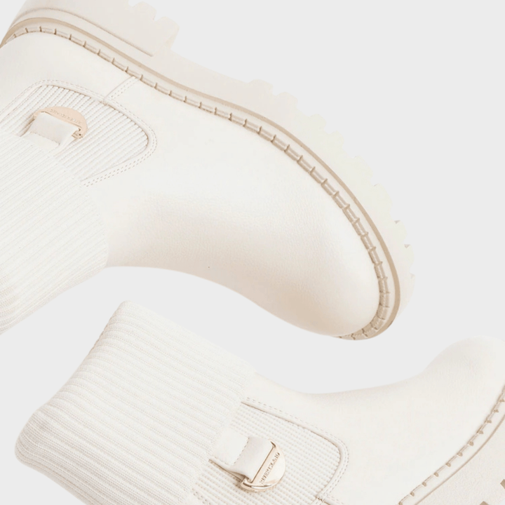 Girls Cream Roll Knit Chelsea Boots from You Know Who's