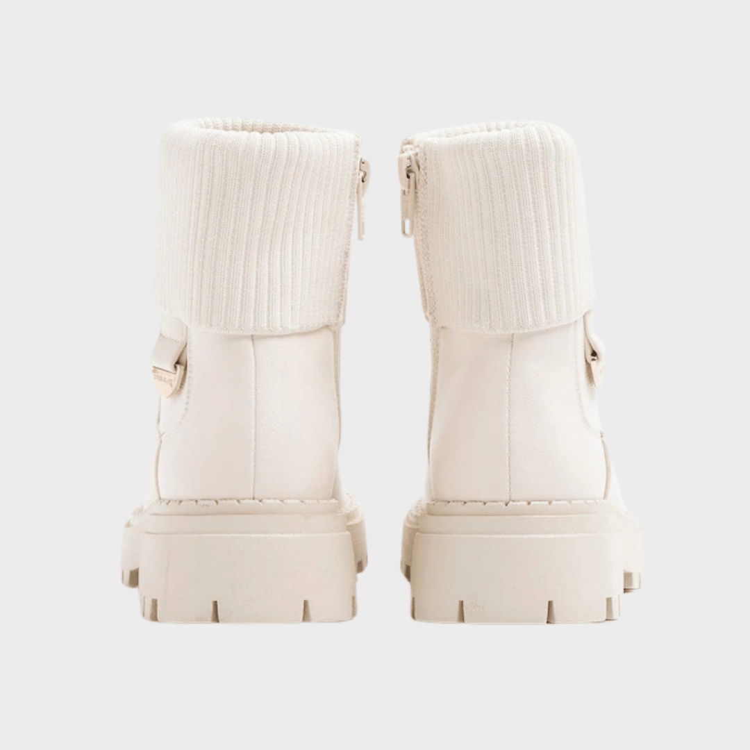 Girls Cream Roll Knit Chelsea Boots from You Know Who's