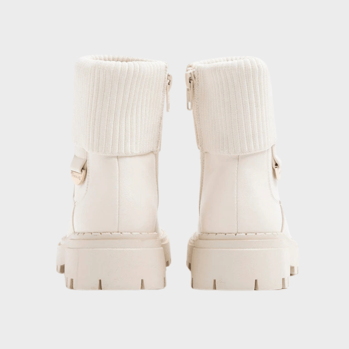 Girls Cream Roll Knit Chelsea Boots from You Know Who's