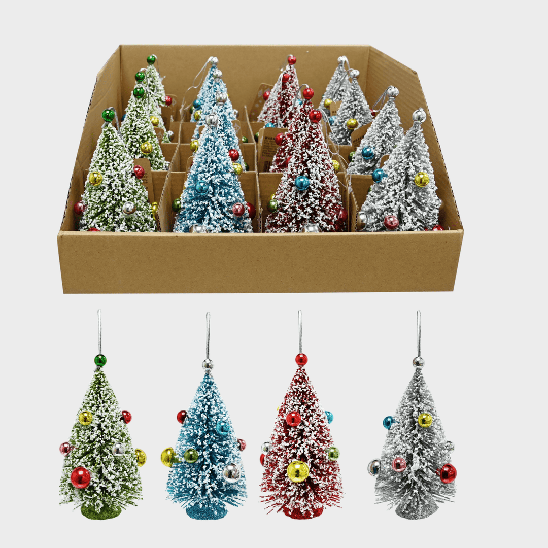 Hang snowy tree with beads 13cm asst from You Know Who's