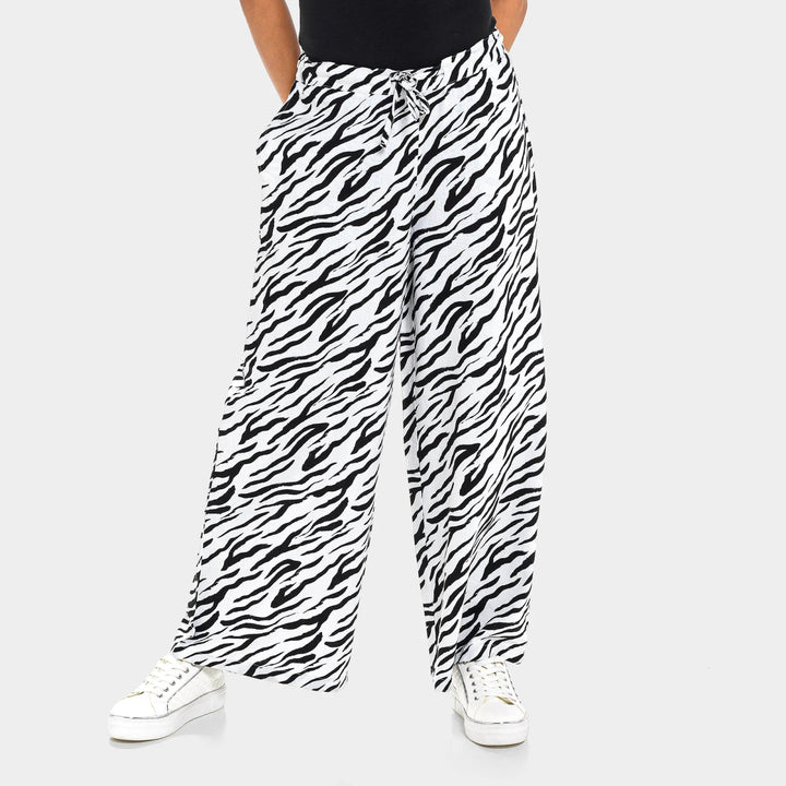 Ladies Animal Print Wide Leg Linen Trouser from You Know Who's