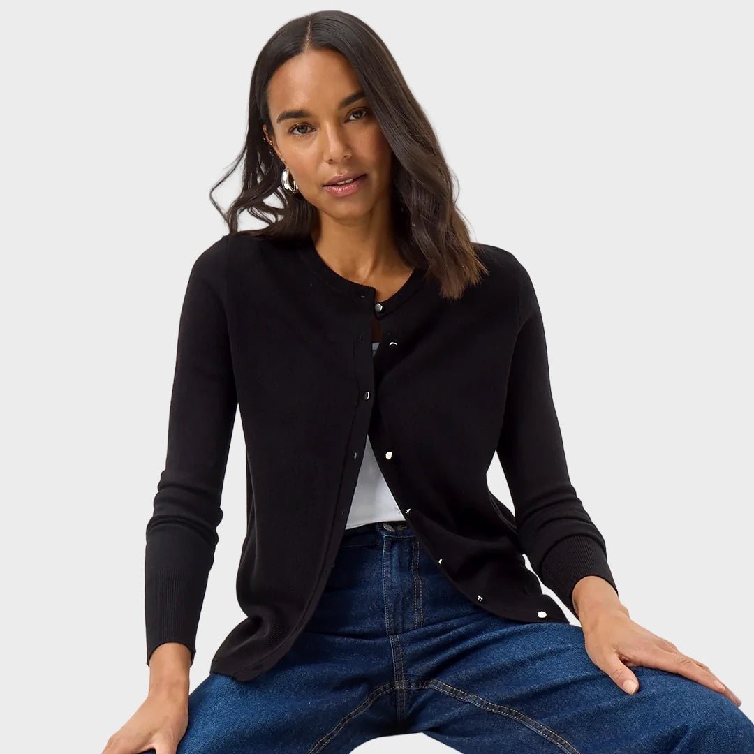 Ladies Black Button Through Cardigan from You Know Who's
