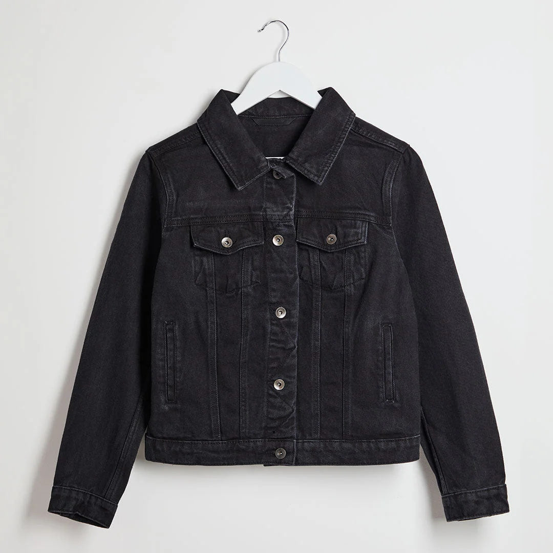Ladies Black Denim Jacket You Know Who's