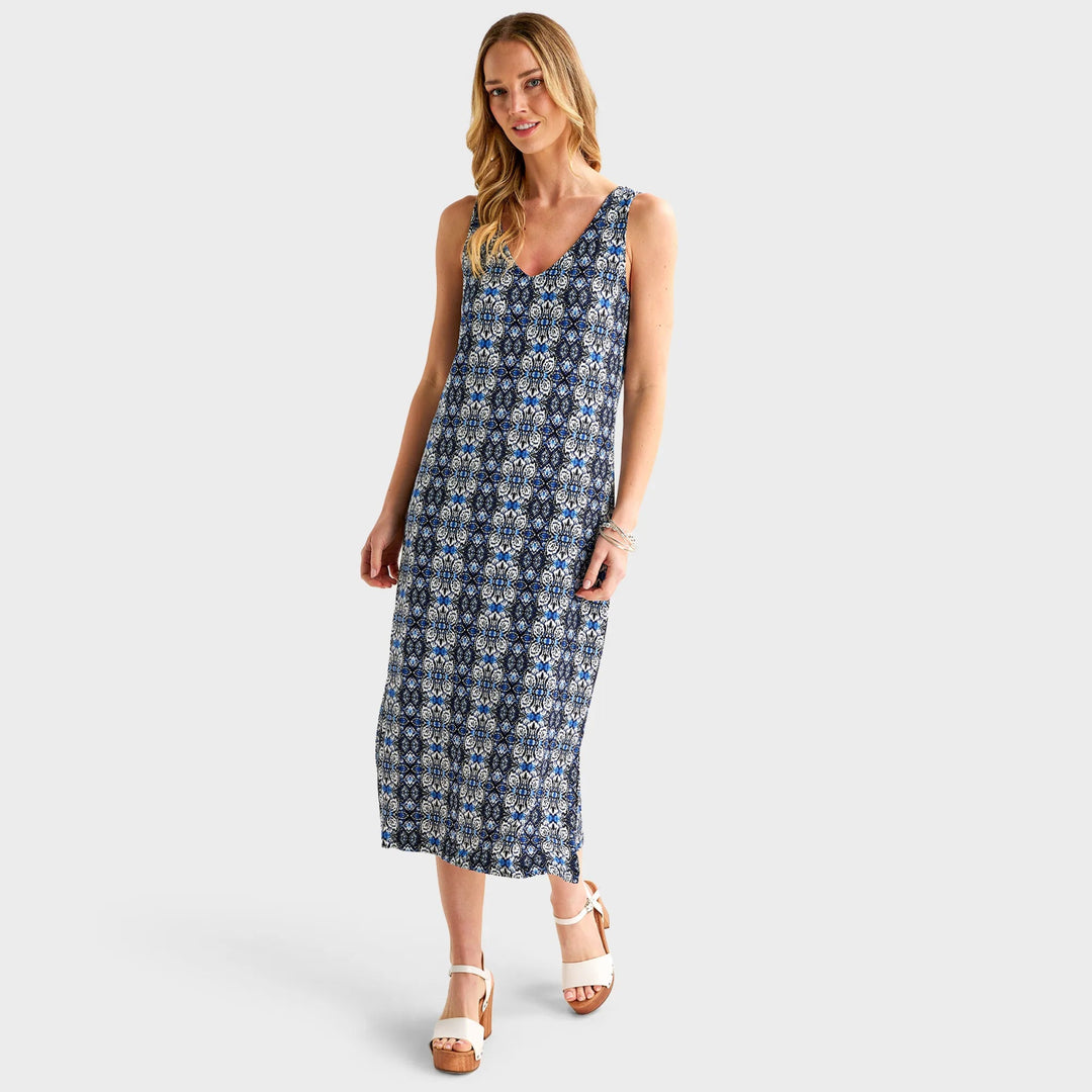 Ladies Blue V Neck Sleeveless Dress from You Know Who's