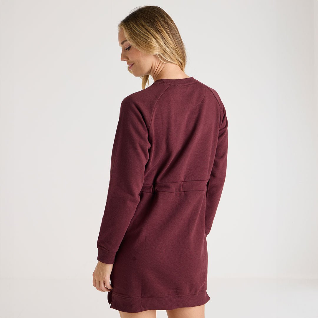 Ladies Burgundy Drawcord Sweater Dress from You Know Who's