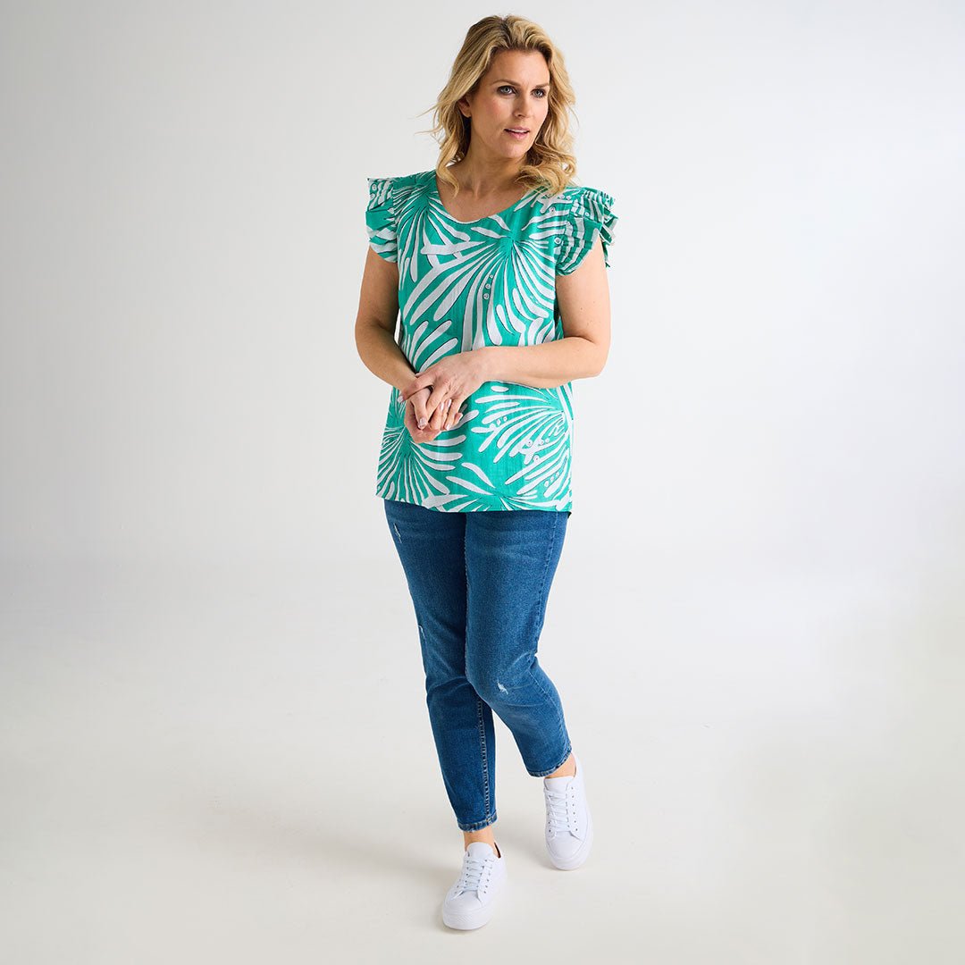 Ladies Button Back Printed Top from You Know Who's