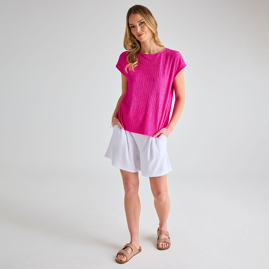 Ladies Cerise Plisse Top from You Know Who's