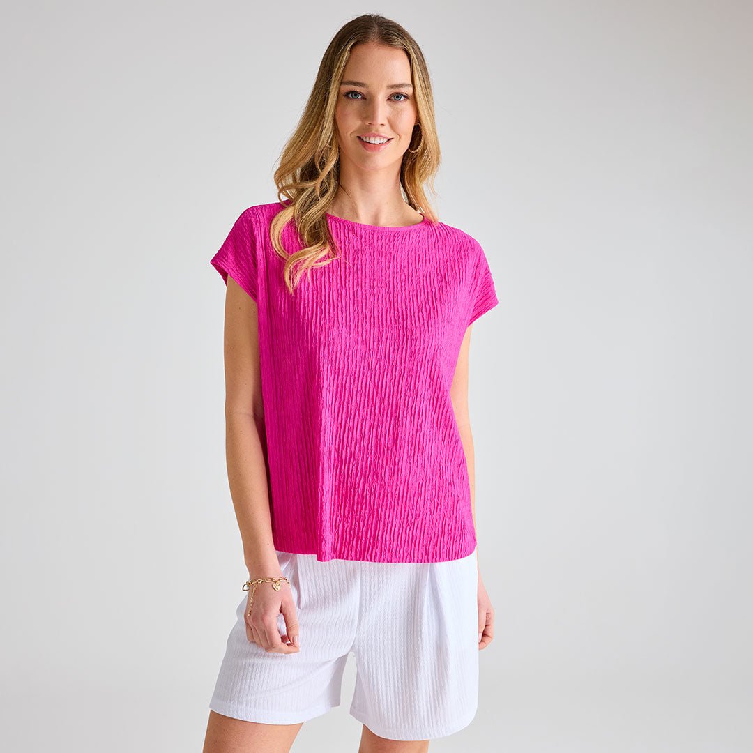 Ladies Cerise Plisse Top from You Know Who's