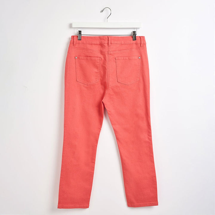 Ladies Coral Colour Crop Jean from You Know Who's