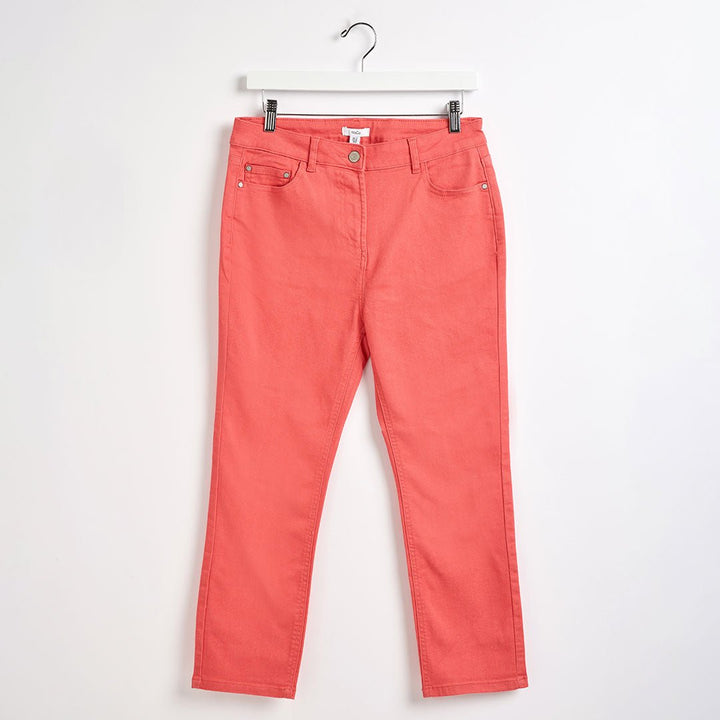 Ladies Coral Colour Crop Jean from You Know Who's
