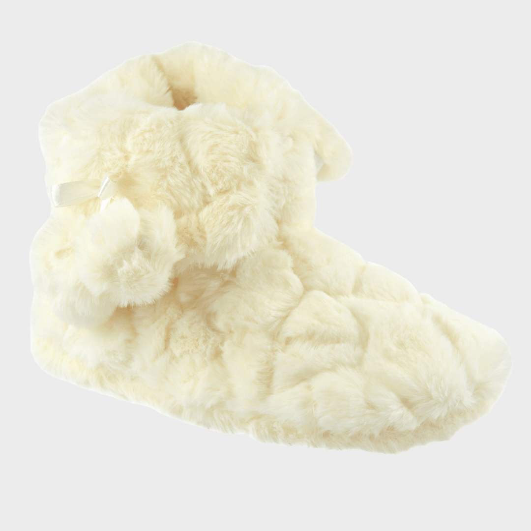 Ladies Cream Plush Textured Bootee from You Know Who's