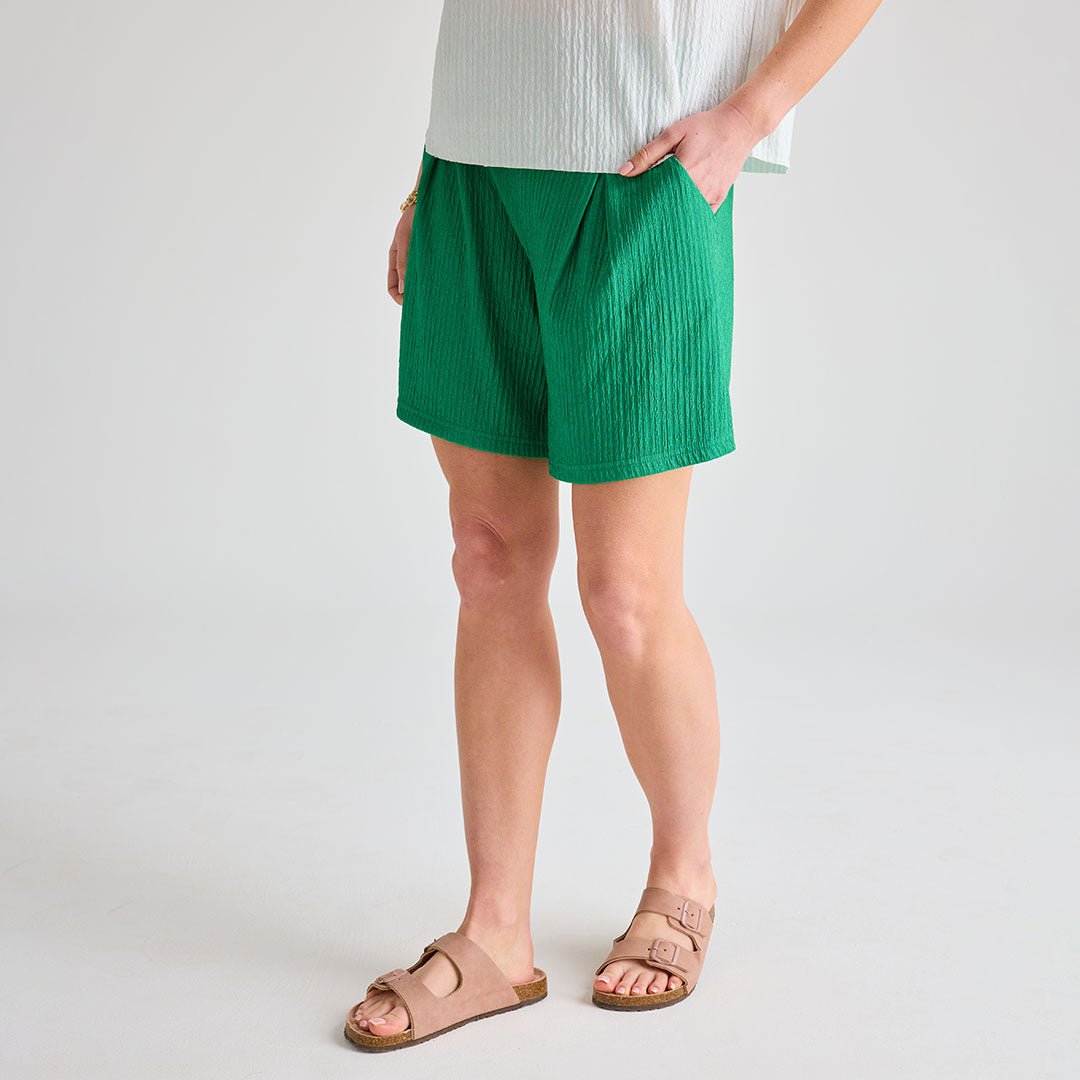 Ladies Emerald Plisse 2pk Short from You Know Who's