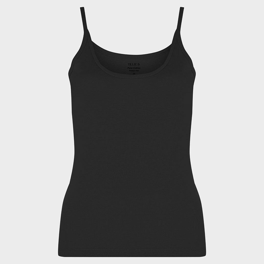 Ladies Essential Spaghetti Vest Black from You Know Who's
