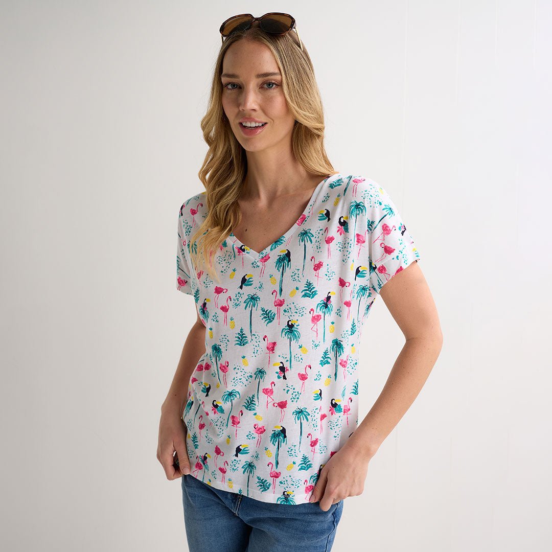 Ladies Flamingo Printed T-Shirt from You Know Who's