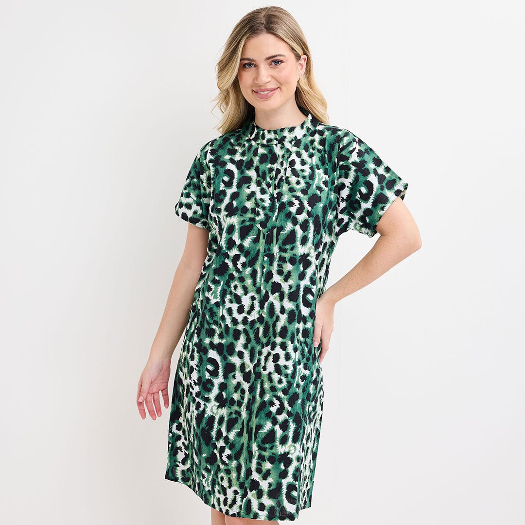 Womens Green Animal Dress Lime Green Leopard Animal Print Dress Loose  Women'S Dress Beach