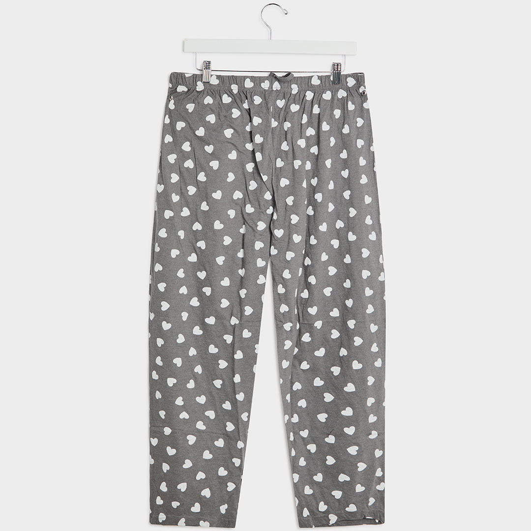 Ladies Grey White Heart PJ Bottoms from You Know Who's