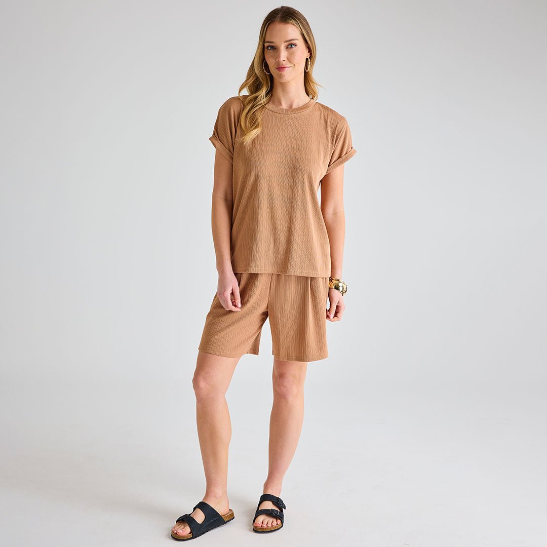 Ladies Mushroom Plisse Ribbed Shorts from You Know Who's