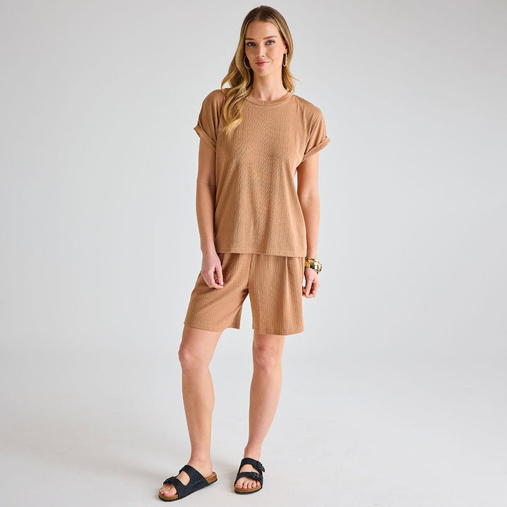 Ladies Mushroom Plisse Ribbed Shorts from You Know Who's