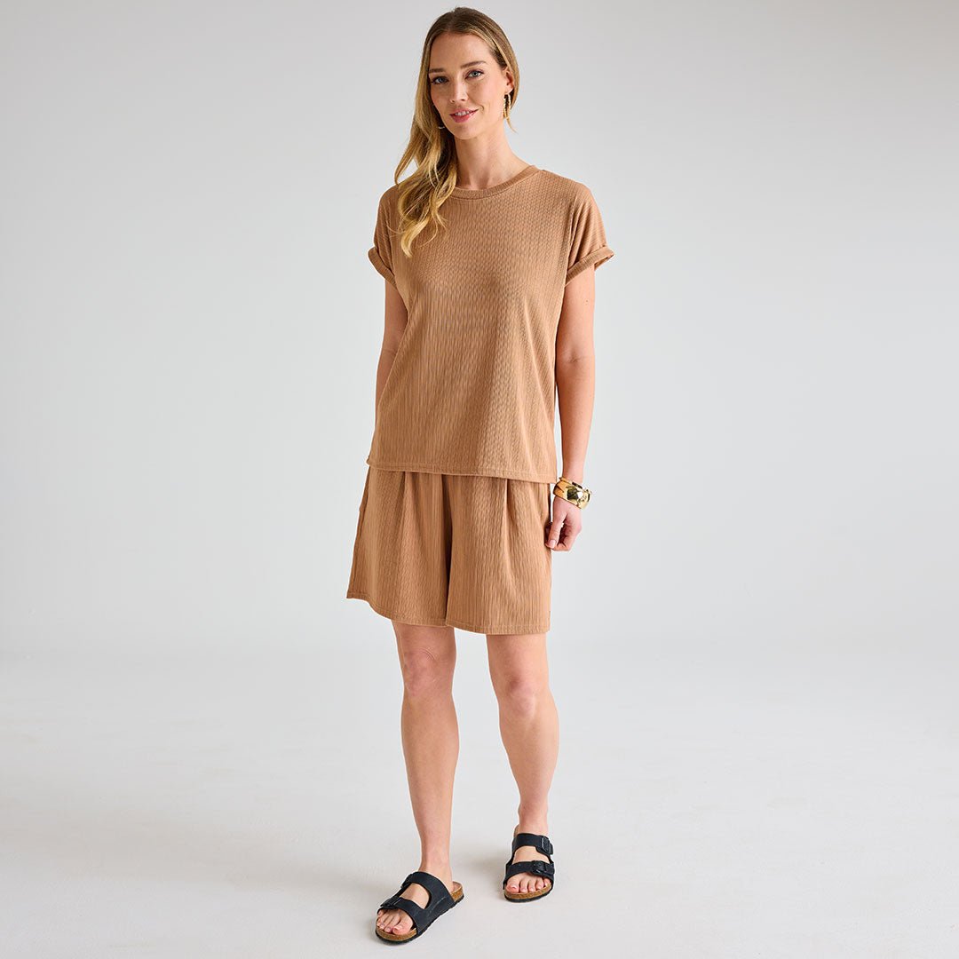 Ladies Mushroom Plisse Ribbed Shorts from You Know Who's