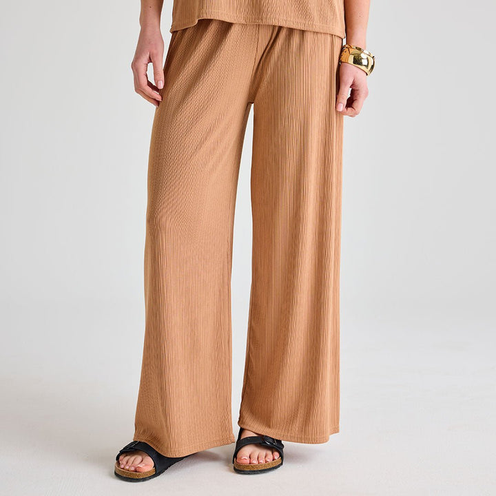 Ladies Mushroom Plisse Ribbed Trouser from You Know Who's