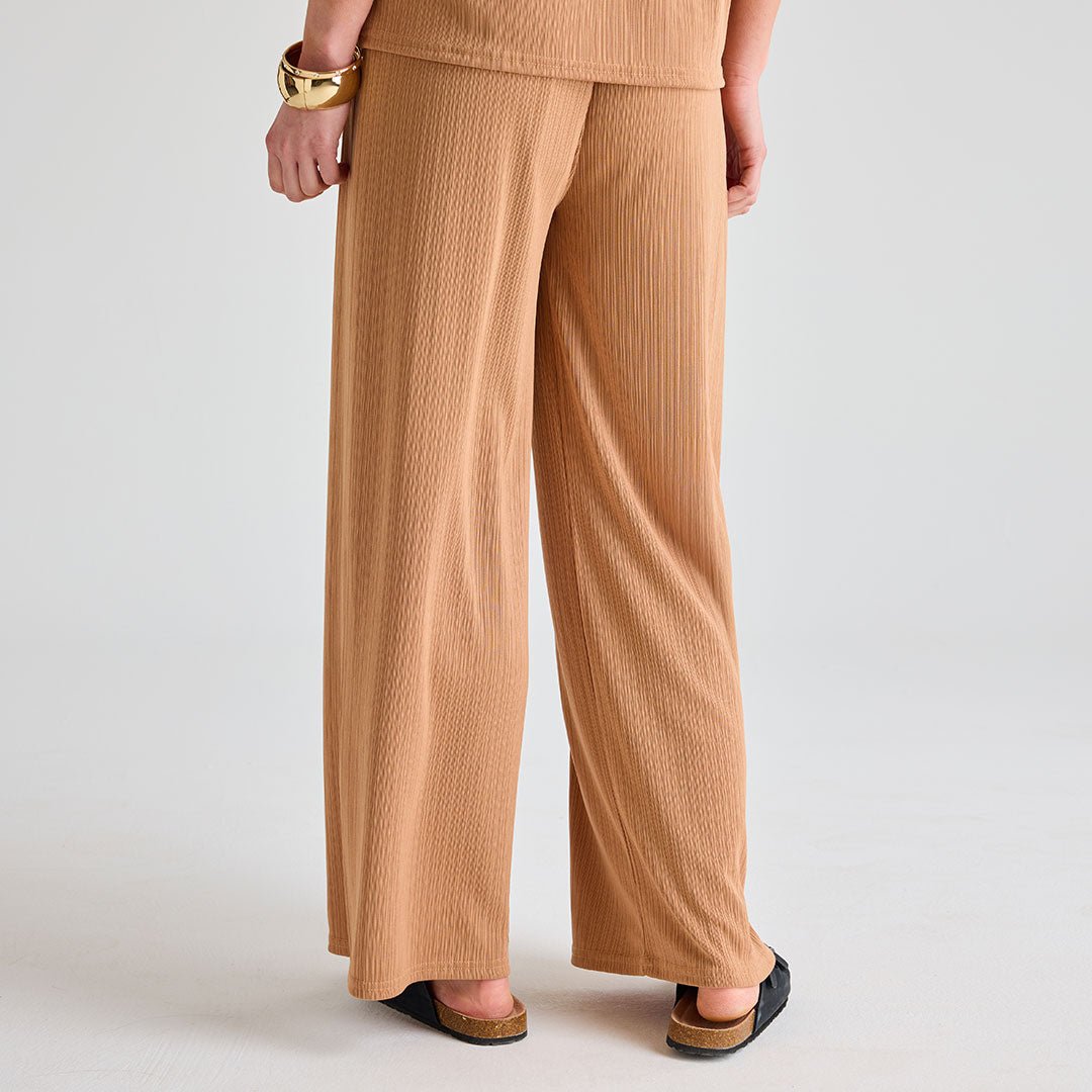 Ladies Mushroom Plisse Ribbed Trouser from You Know Who's